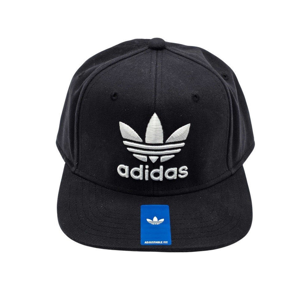 Adidas Originals Trefoil Adjustable Snapback Flatbill Hat Cap Black C153 NWT NEW